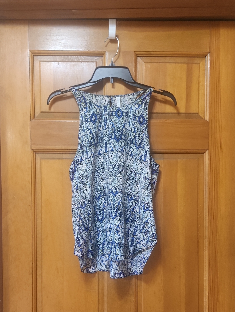 Rory Beca Sleeveless Blue/Black Blouse Women's Size Medium, GUC